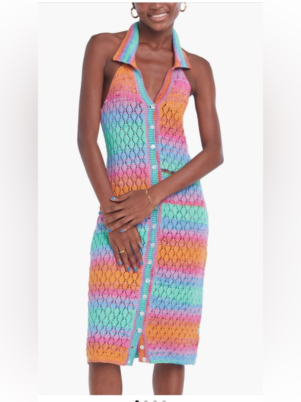Capittana Cielo Multicolor Crochet halter cover up